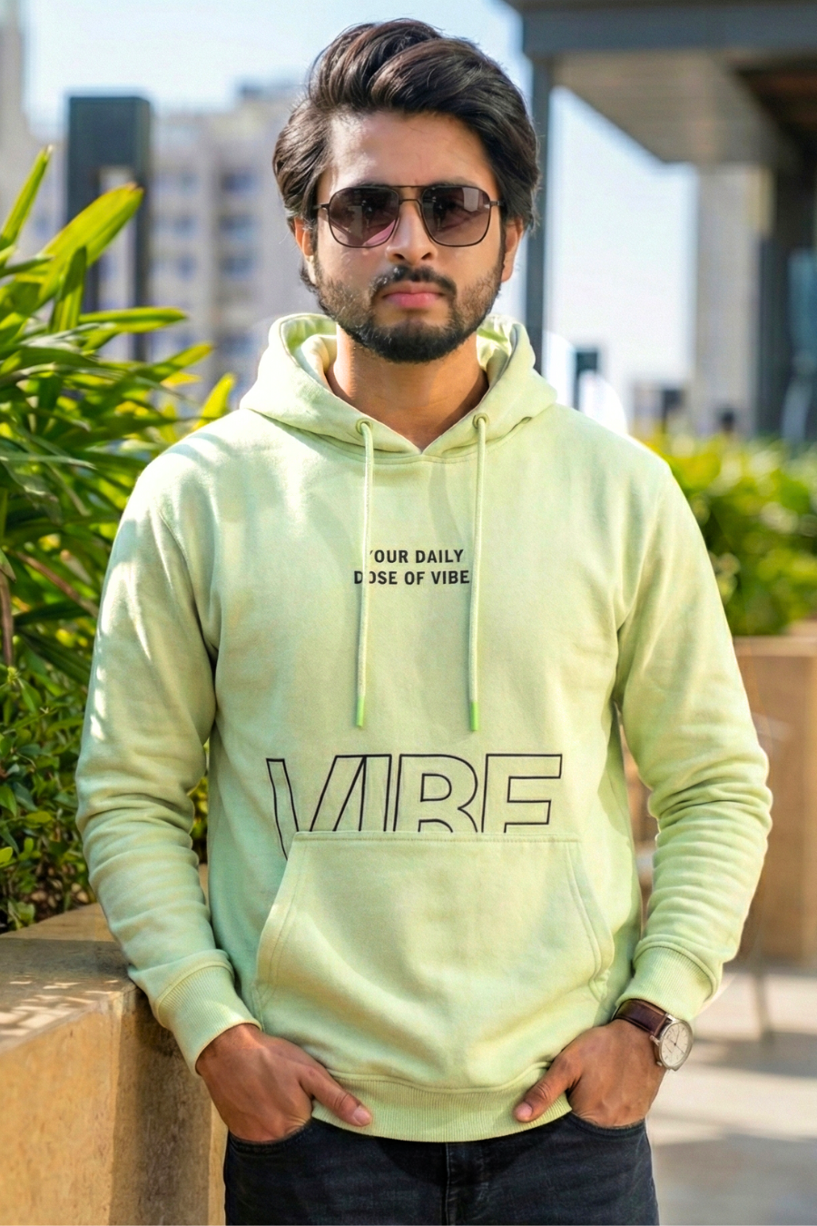 Daily Dose of Vibe Seafoam Green Printed Full Sleeves Unisex Hoodie