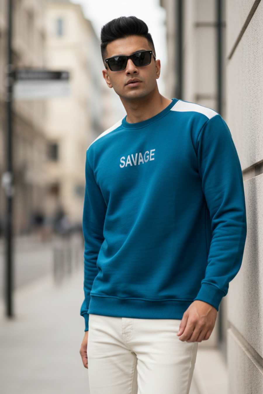 Savage Teal Printed Full Sleeves Unisex Sweatshirt