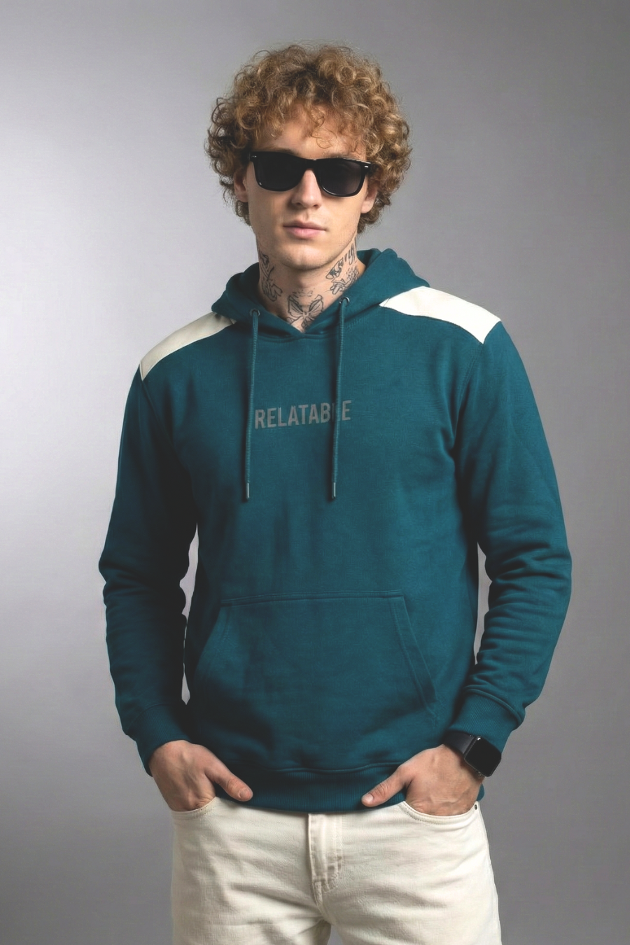 Relatable Bottlegreen Printed Full Sleeves Unisex Hoodie