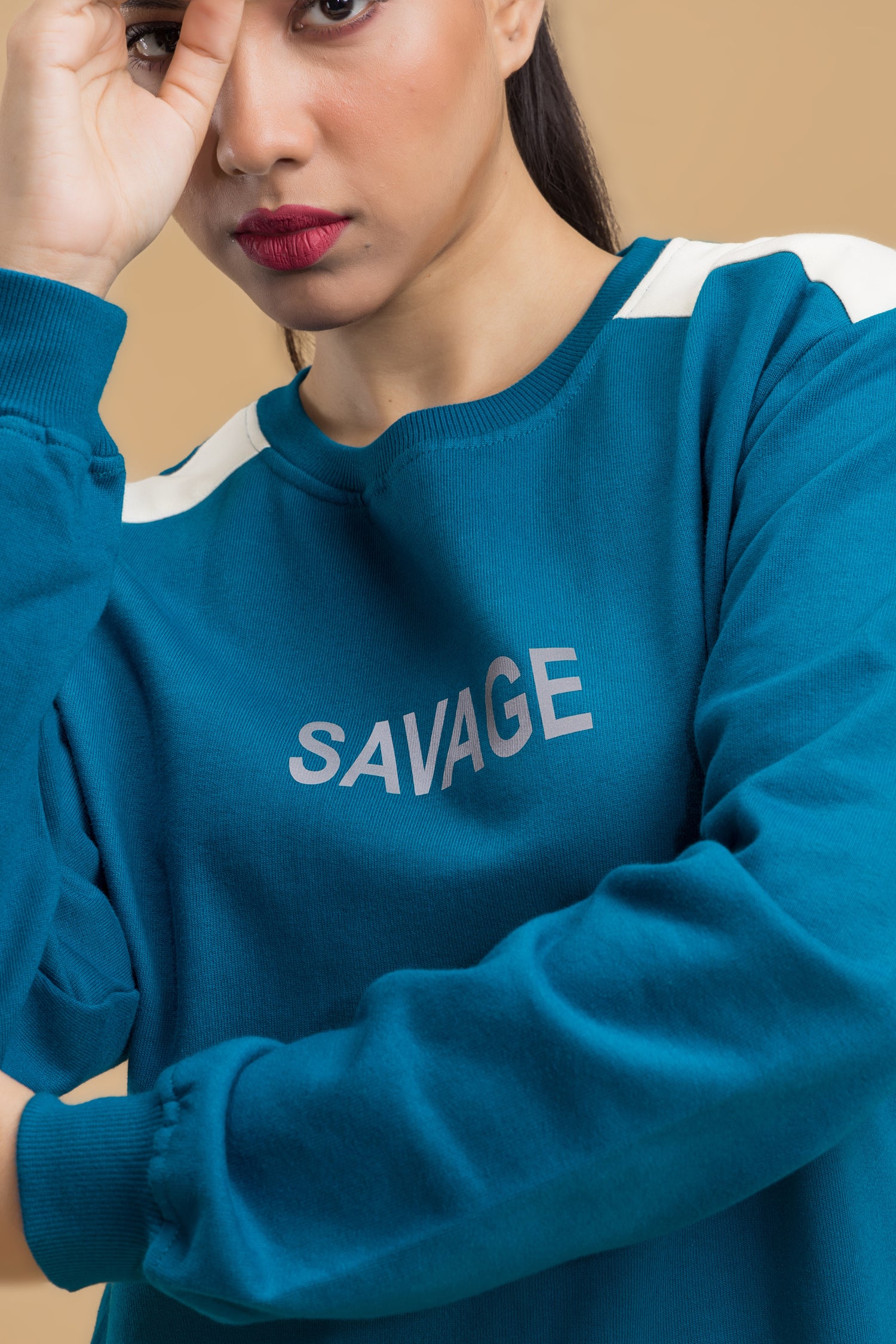 Savage Teal Printed Full Sleeves Unisex Sweatshirt