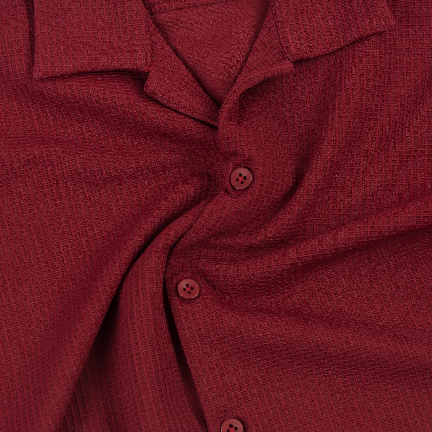 Radiant Revelry Solid Maroon Cuban Collared Half Shirt