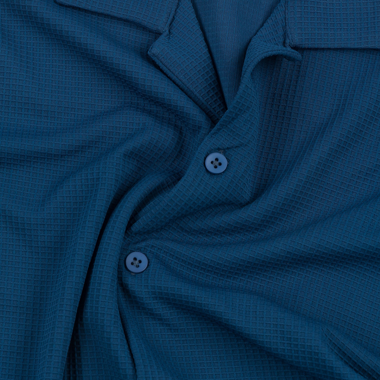 Radiant Revelry Solid Teal Blue Cuban Collared Half Shirt