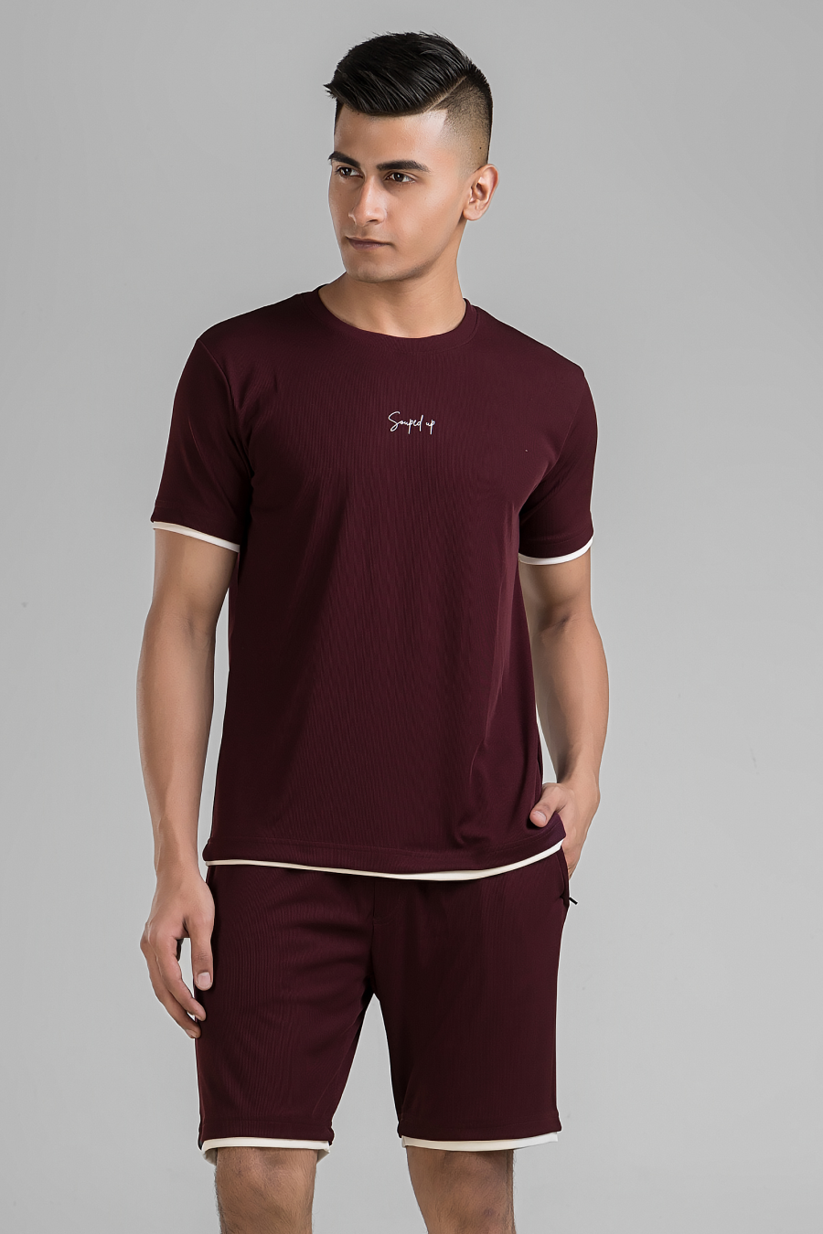 Core Ribbed Maroon Co-Ord Set