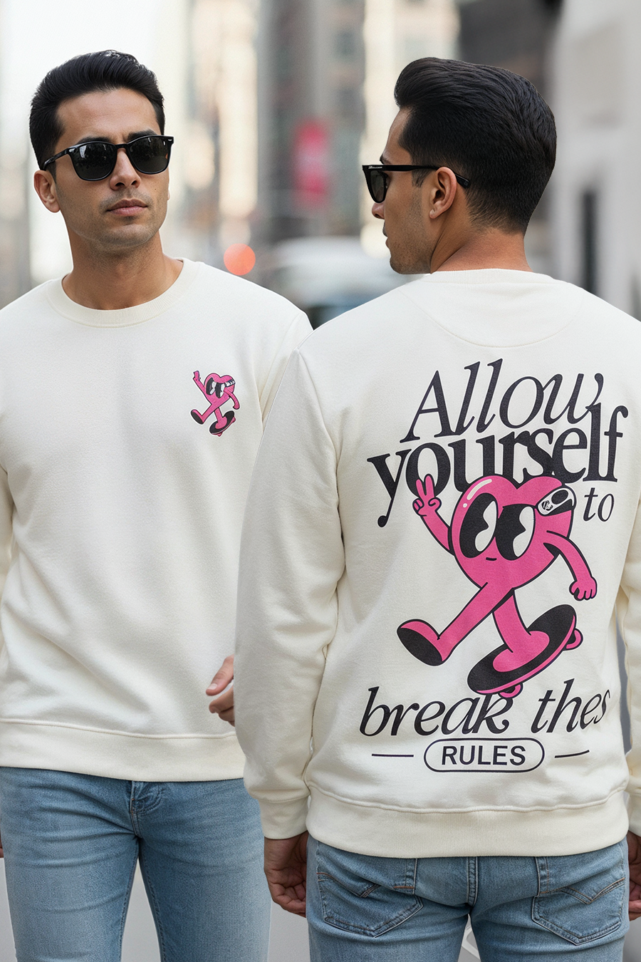 Break the Rules Cannoli Cream Printed Full Sleeves Unisex Sweatshirt