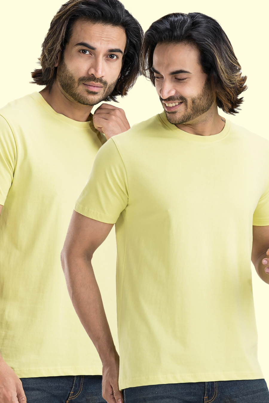 Men's Solid Basic Tender Yellow T-Shirt