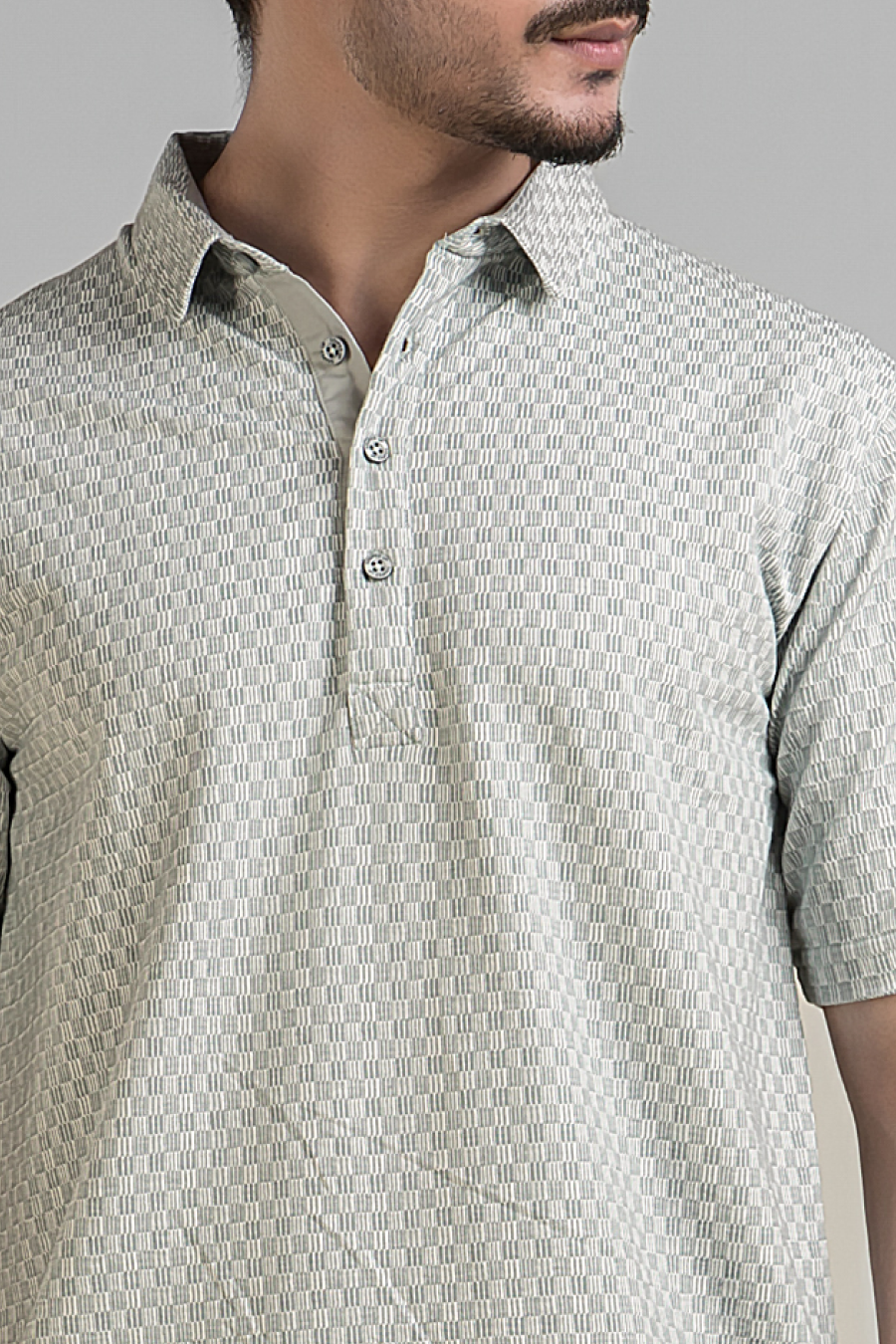 VibeSoft Light Blue Printed Polo T-shirt