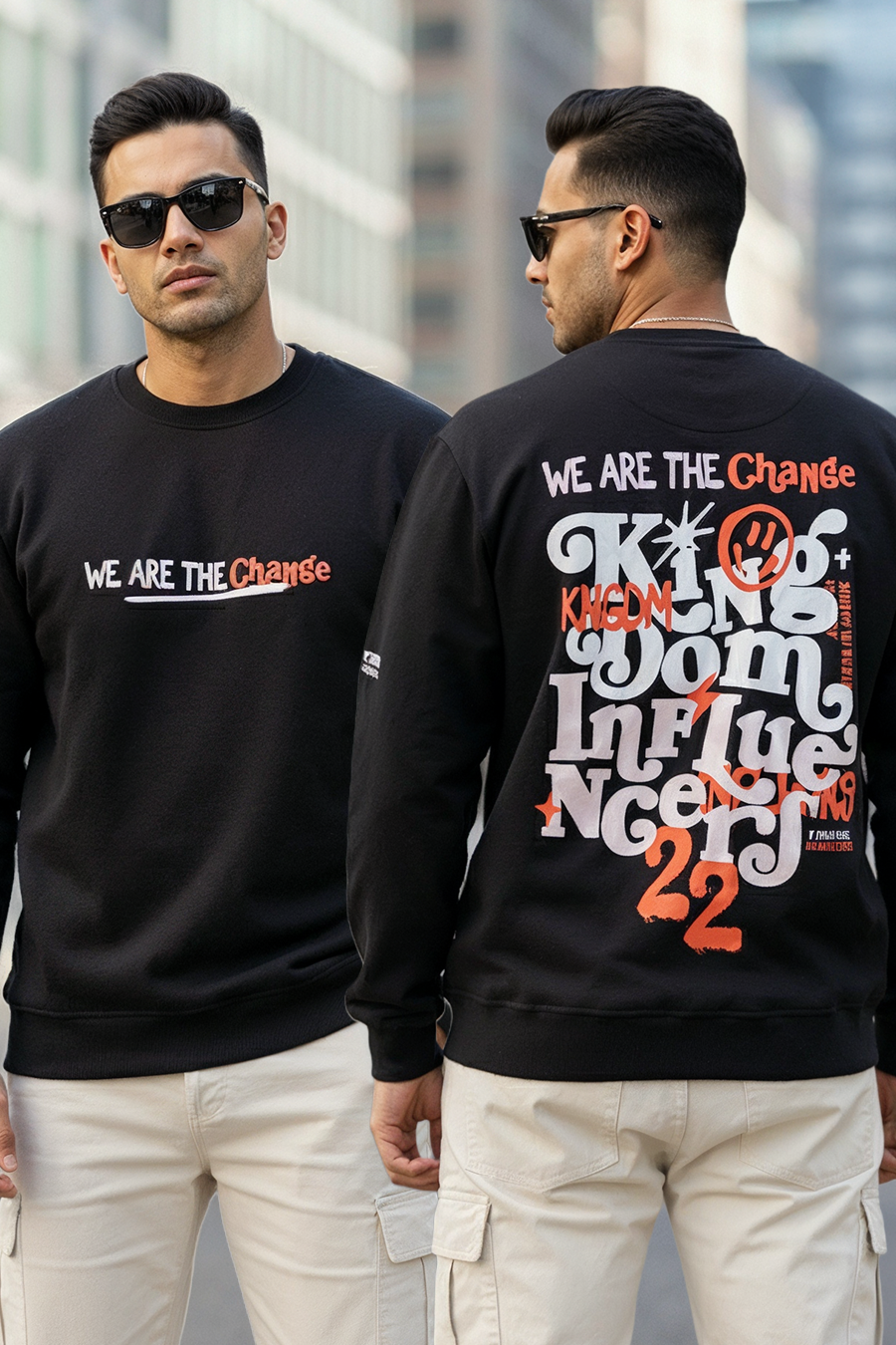 We are the Change Black Printed Full Sleeves Unisex Sweatshirt