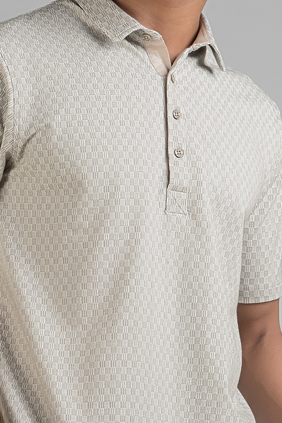 VibeSoft Grey Printed Polo T-shirt