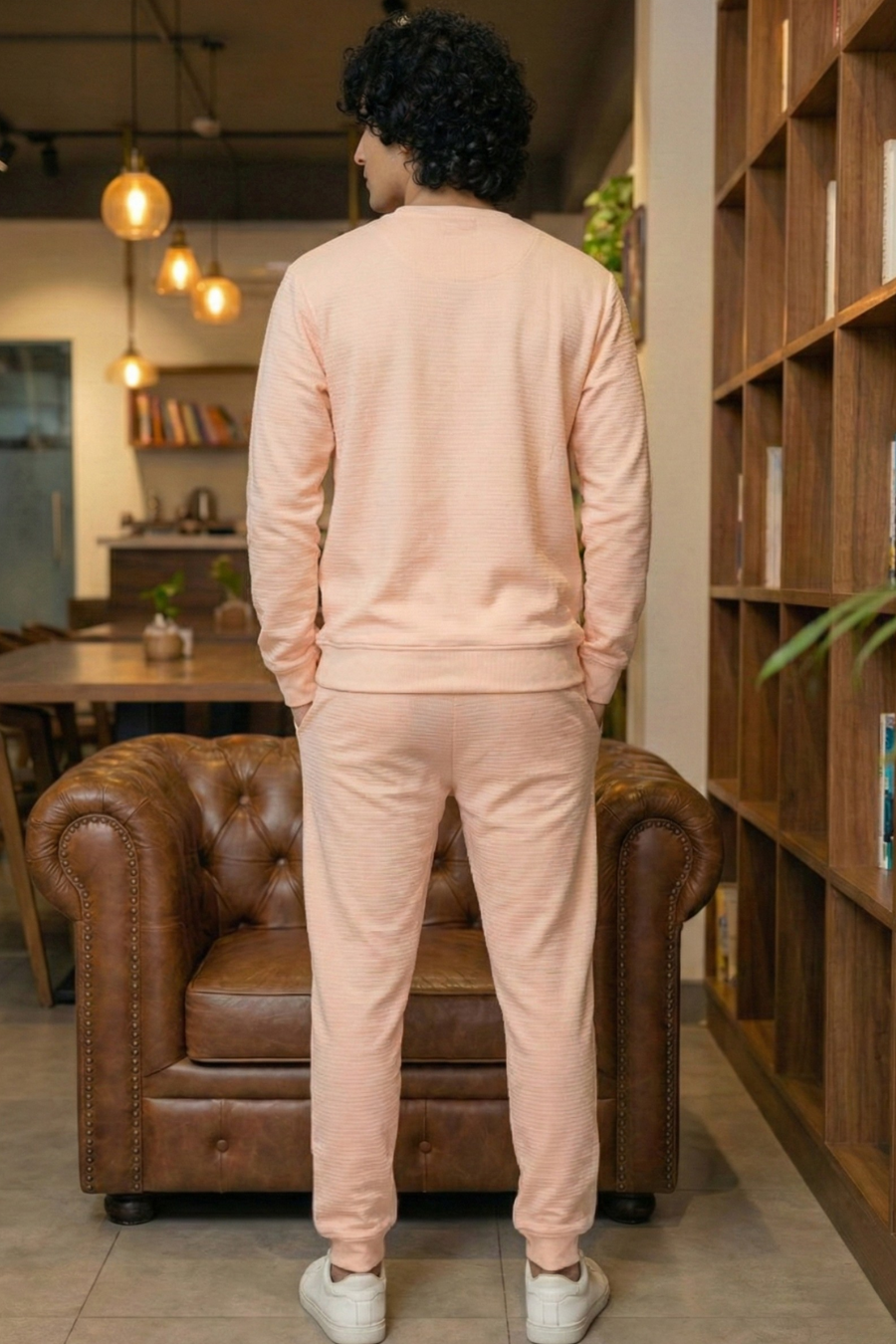 Dapper Tranquil Peach Cotton Sweatshirt & Joggers Co-Ord Set