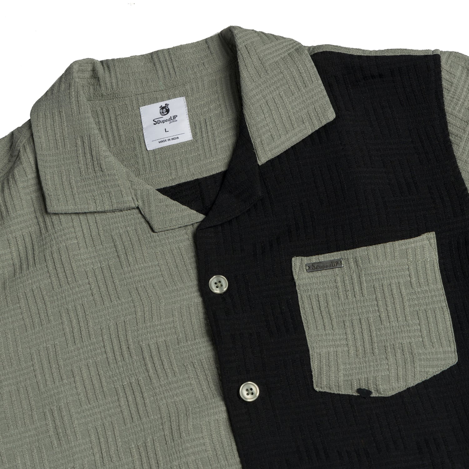 Fusion Flare Black & Olive Dual Color Half Sleeves Shirt