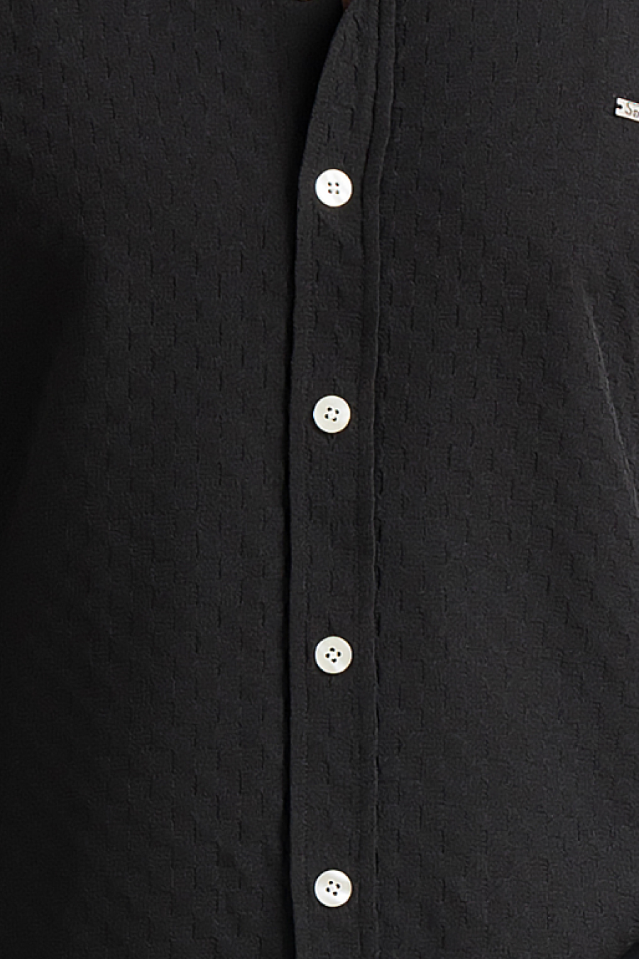 Stride Black Full-Sleeve Mandarin Collar Shirt