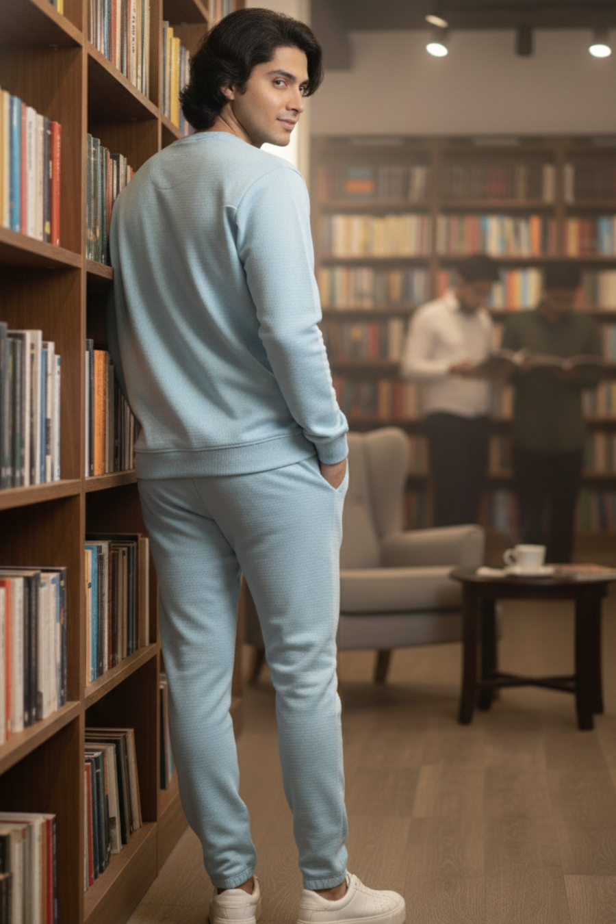 Dapper Tranquil Sky Blue Cotton Sweatshirt & Joggers Co-Ord Set