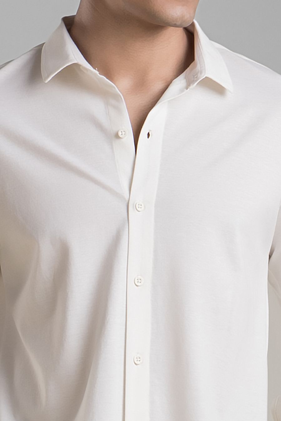 Signature White Solid Mercerised Piqué Cotton Shirt