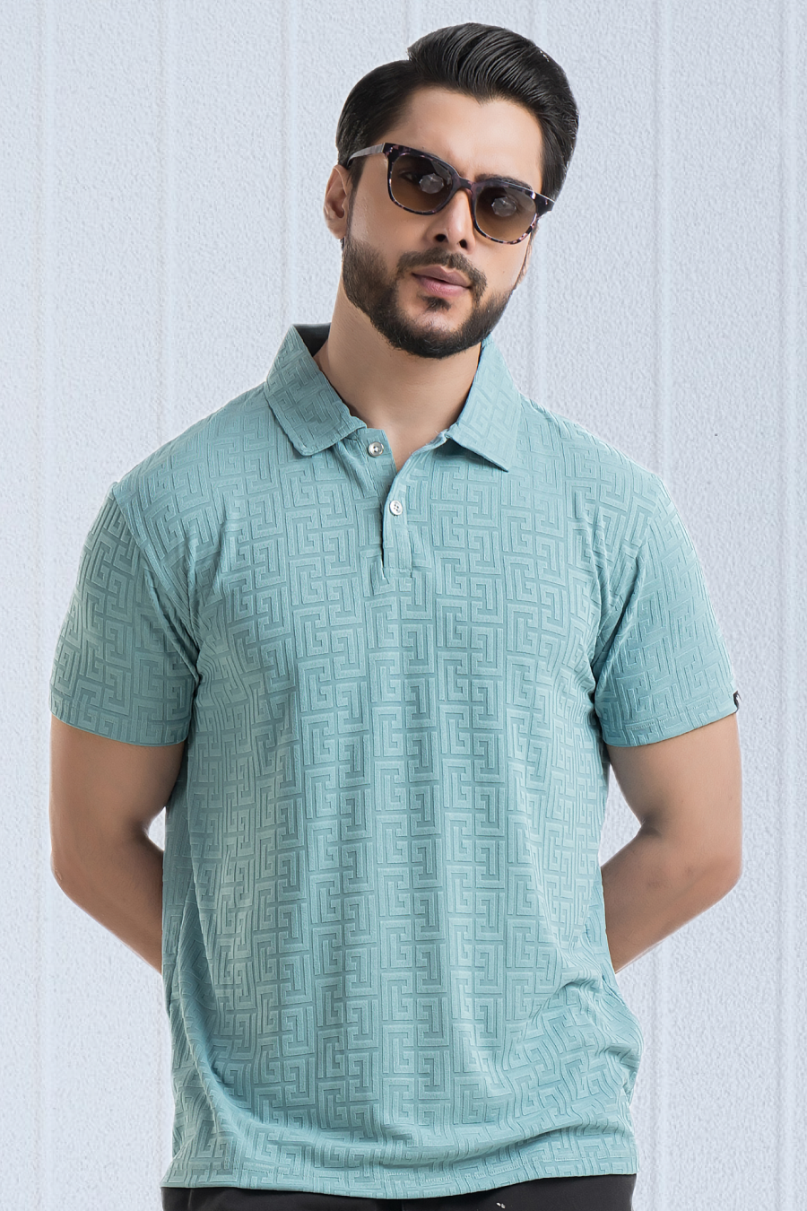 Monarch Mint Blue Half Sleeves Structured Polo T-Shirts