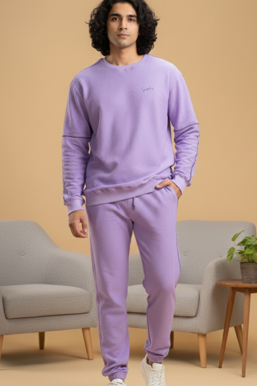 Vogue Verve Lavender Cotton Sweatshirt & Joggers Co-Ord Set