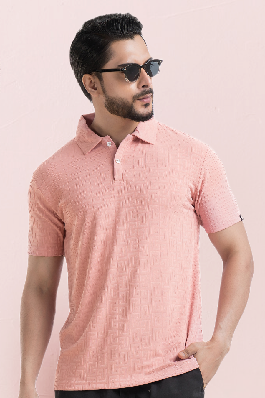 Monarch Peach Half Sleeves Structured Polo T-Shirts