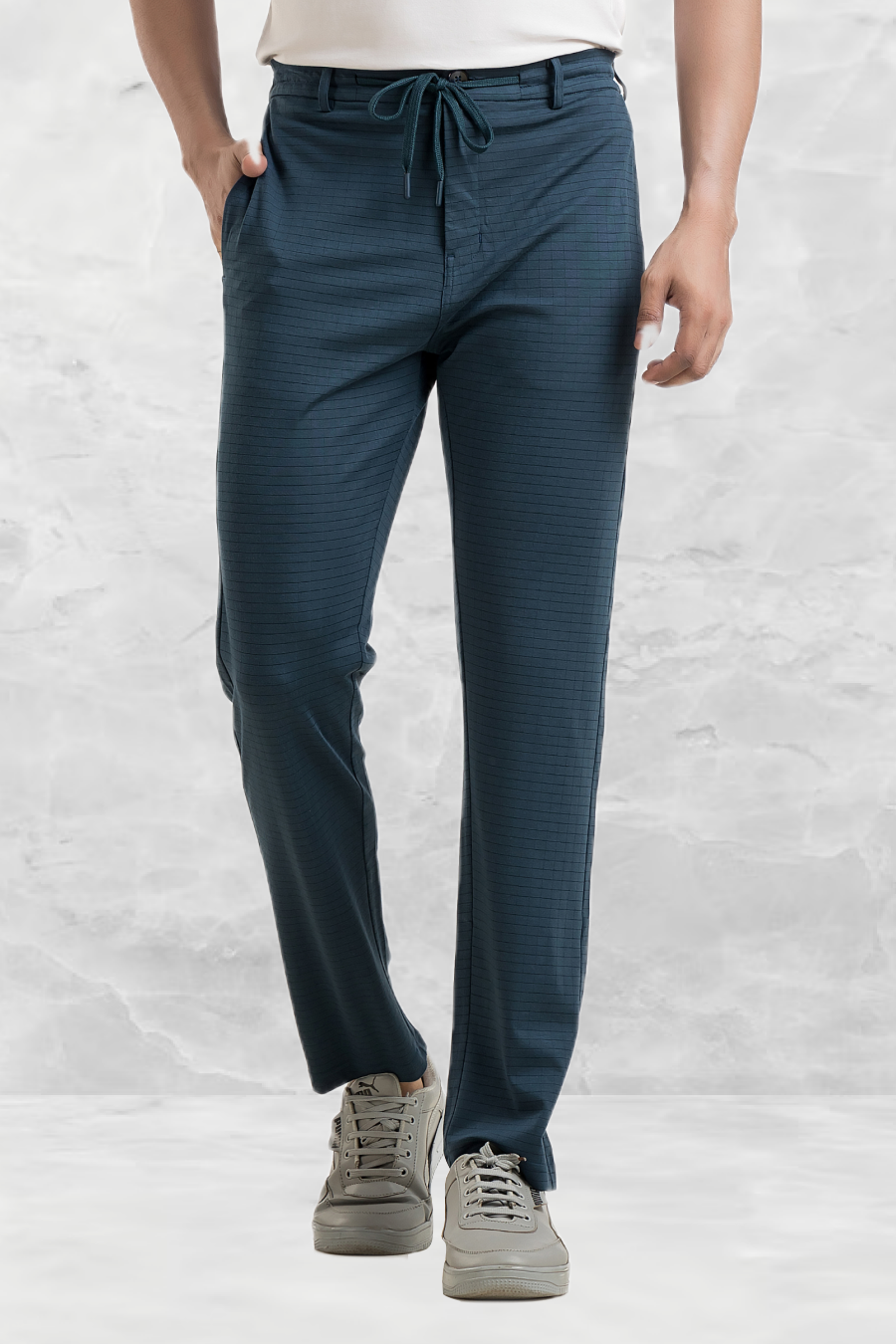 FlexiFit Teal Blue Casual Trouser Pants - Stretchable Comfort with Pockets