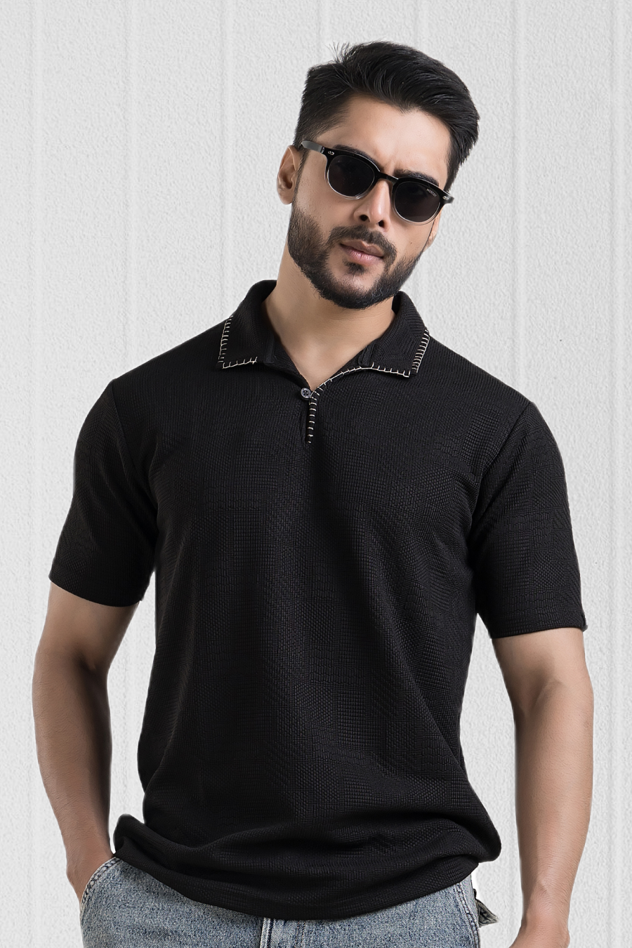 Regalia Black Embroidery Polo T-Shirt