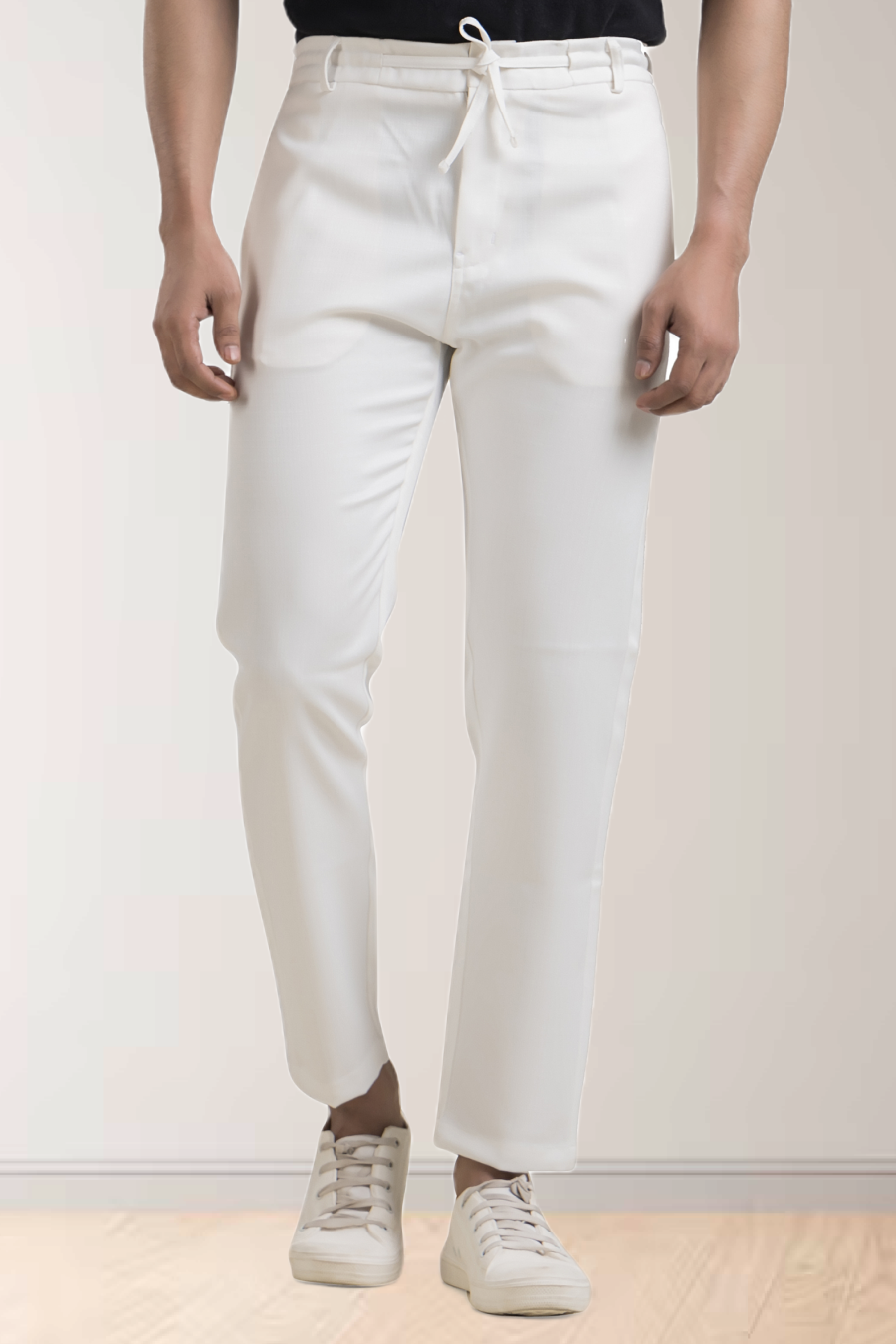 Refined White Linen-Look Trouser Pants