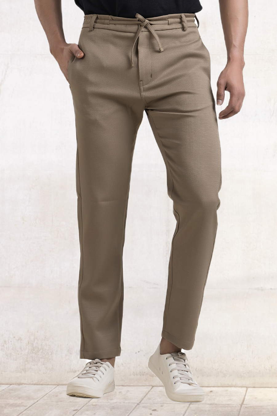 Refined Khaki Linen-Look Trouser Pants