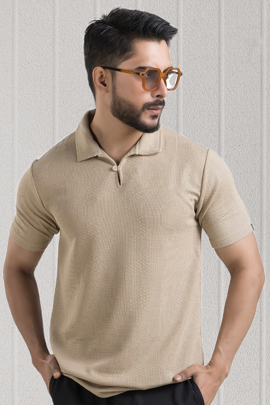 Regalia Beige Embroidery Polo T-Shirt