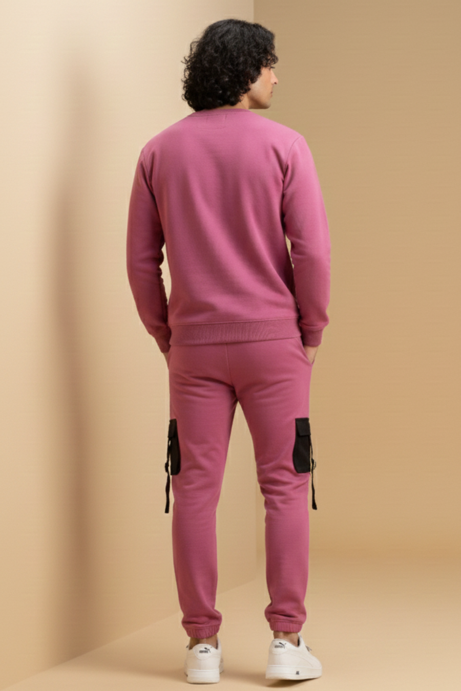Elite Urbane Mauve Cotton Elastane Sweatshirt & Joggers Co-Ord Set