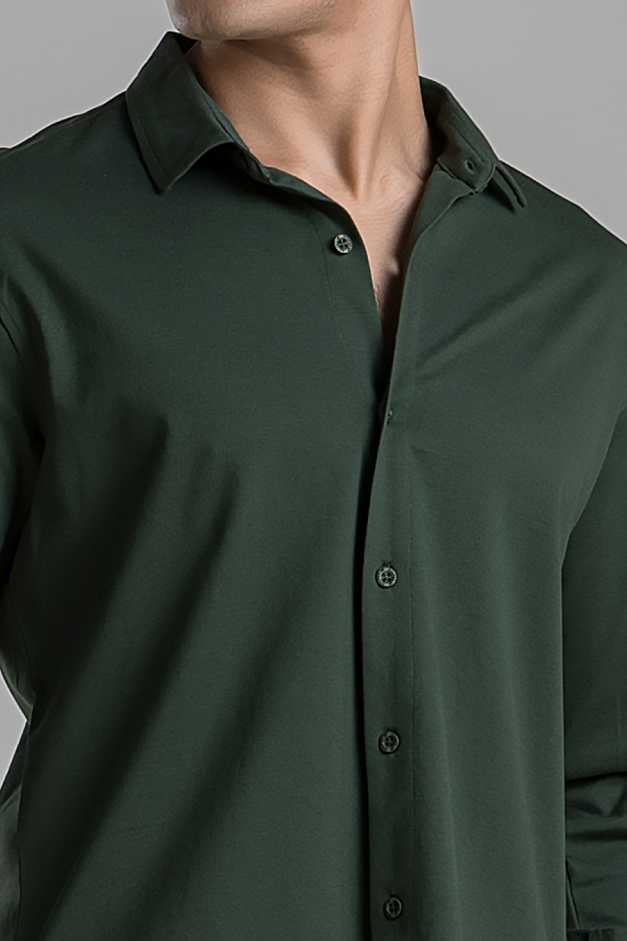 Signature Bottlegreen Solid Mercerised Piqué Cotton Shirt