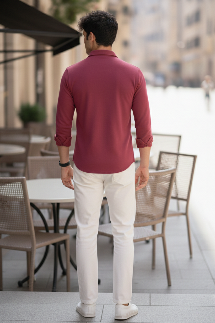 Signature Sangria Solid Mercerised Piqué Cotton Shirt