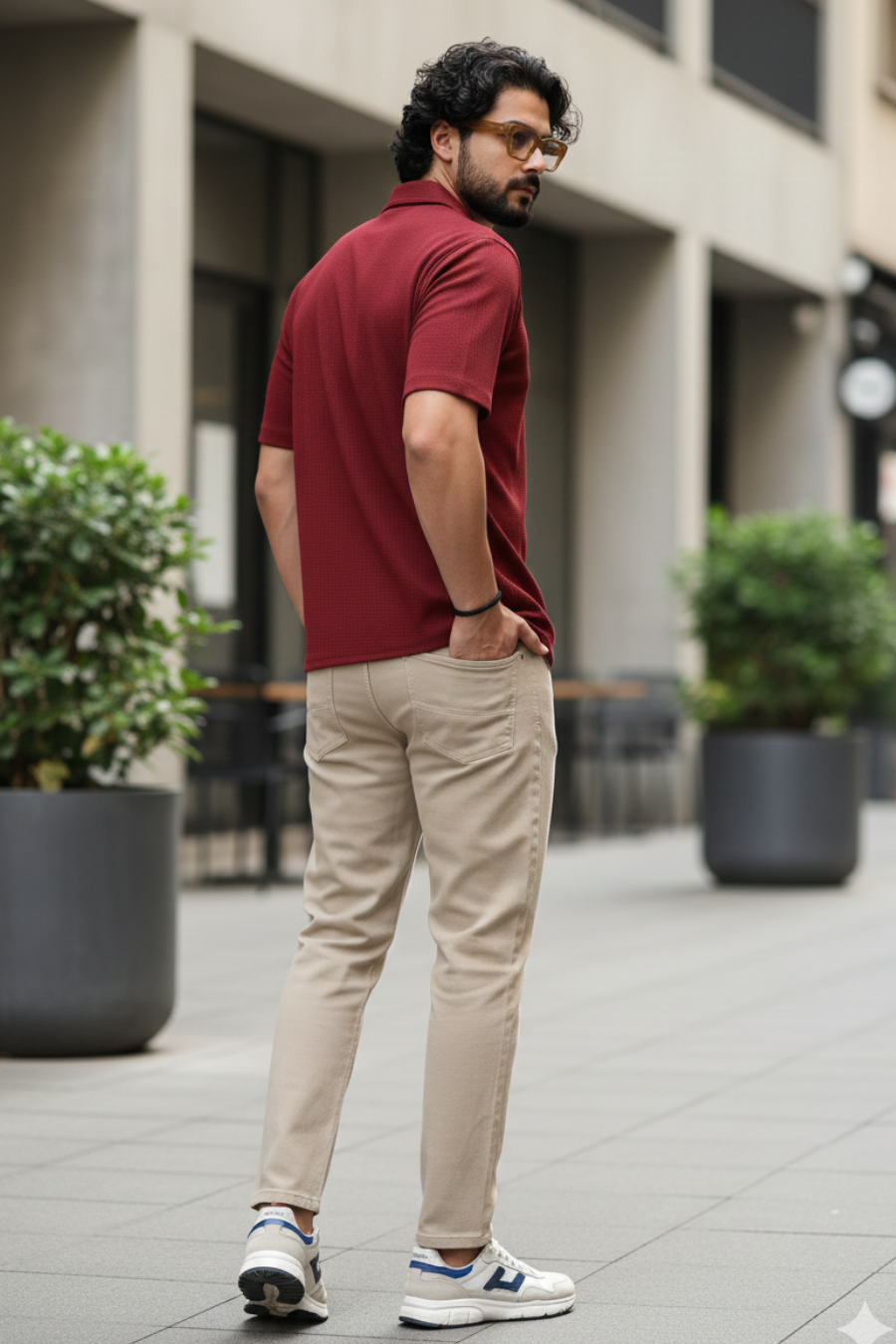 Radiant Revelry Solid Maroon Cuban Collared Half Shirt