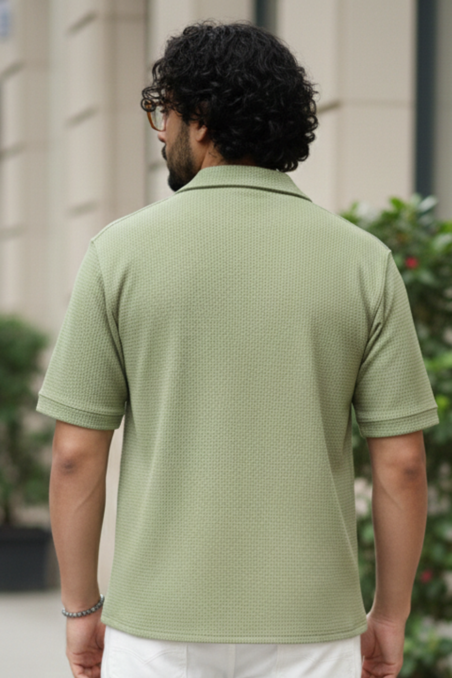 Radiant Revelry Solid Light Olive Cuban Collared Half Shirt