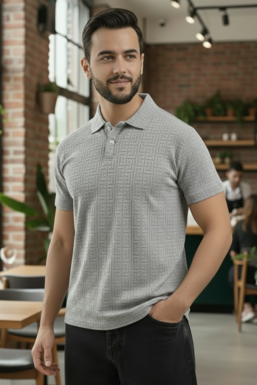 Monarch Light Grey Half Sleeves Structured Polo T-Shirts