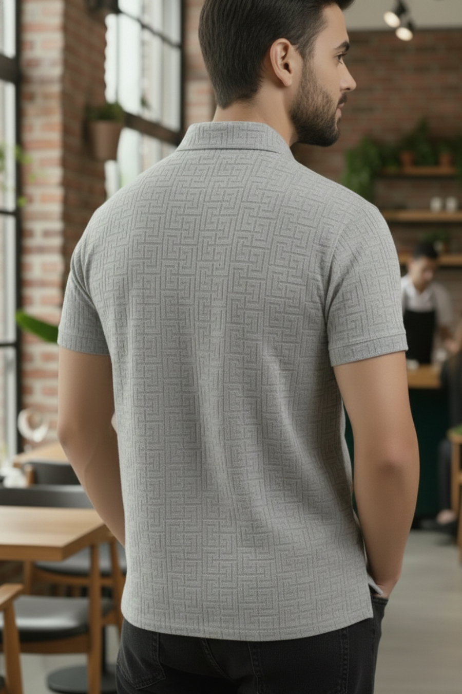 Monarch Light Grey Half Sleeves Structured Polo T-Shirts