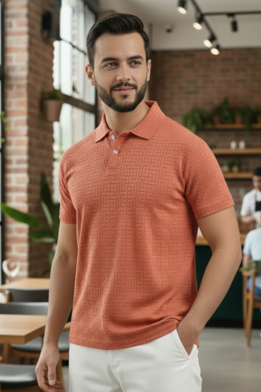 Monarch Rust Half Sleeves Structured Polo T-Shirts