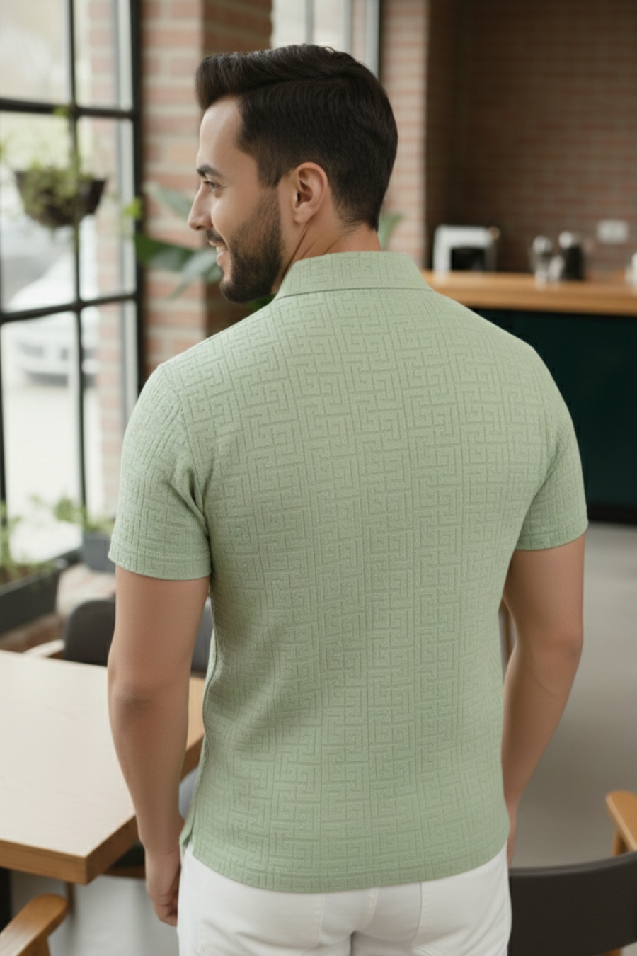 Monarch Light Olive Half Sleeves Structured Polo T-Shirts