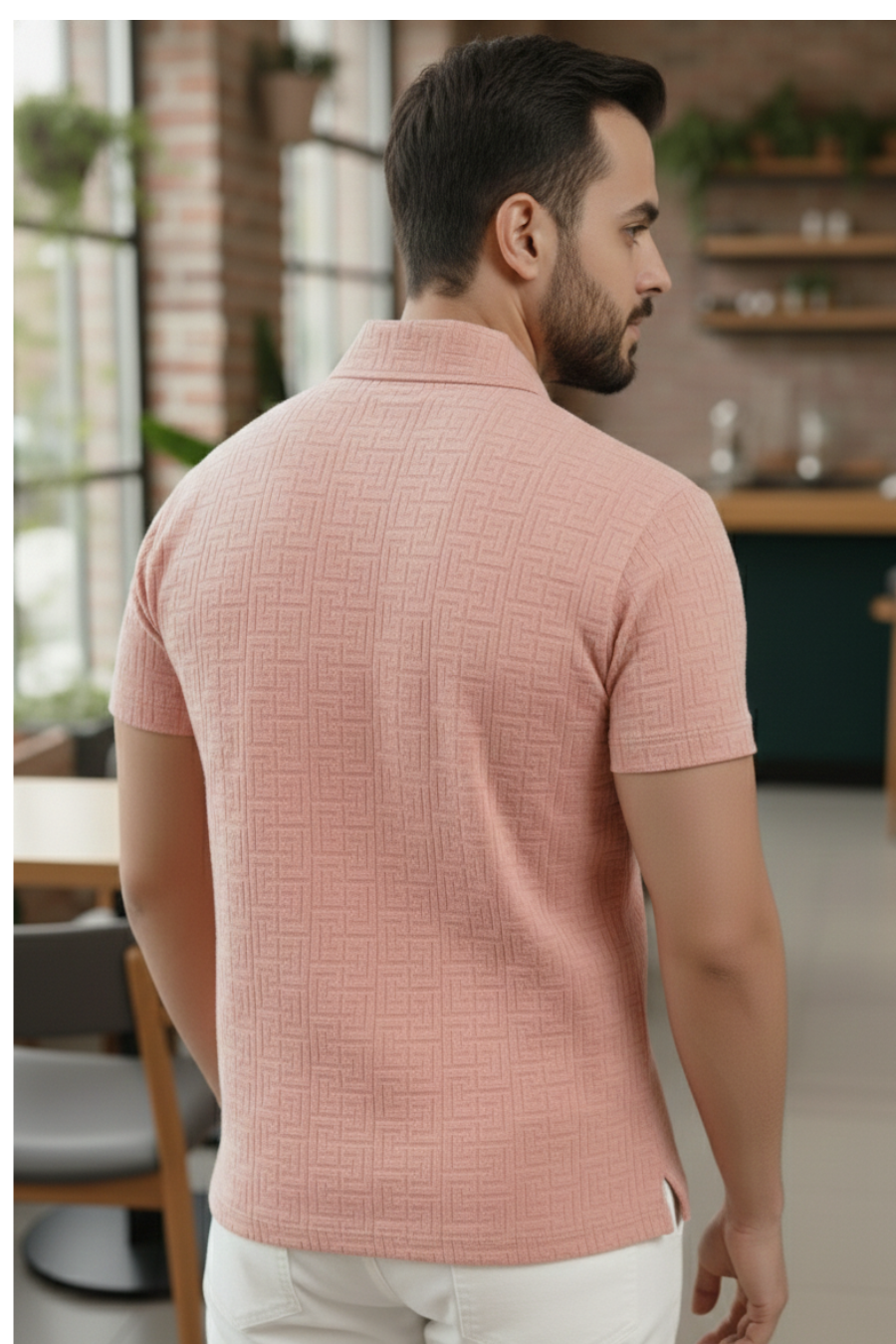 Monarch Peach Half Sleeves Structured Polo T-Shirts