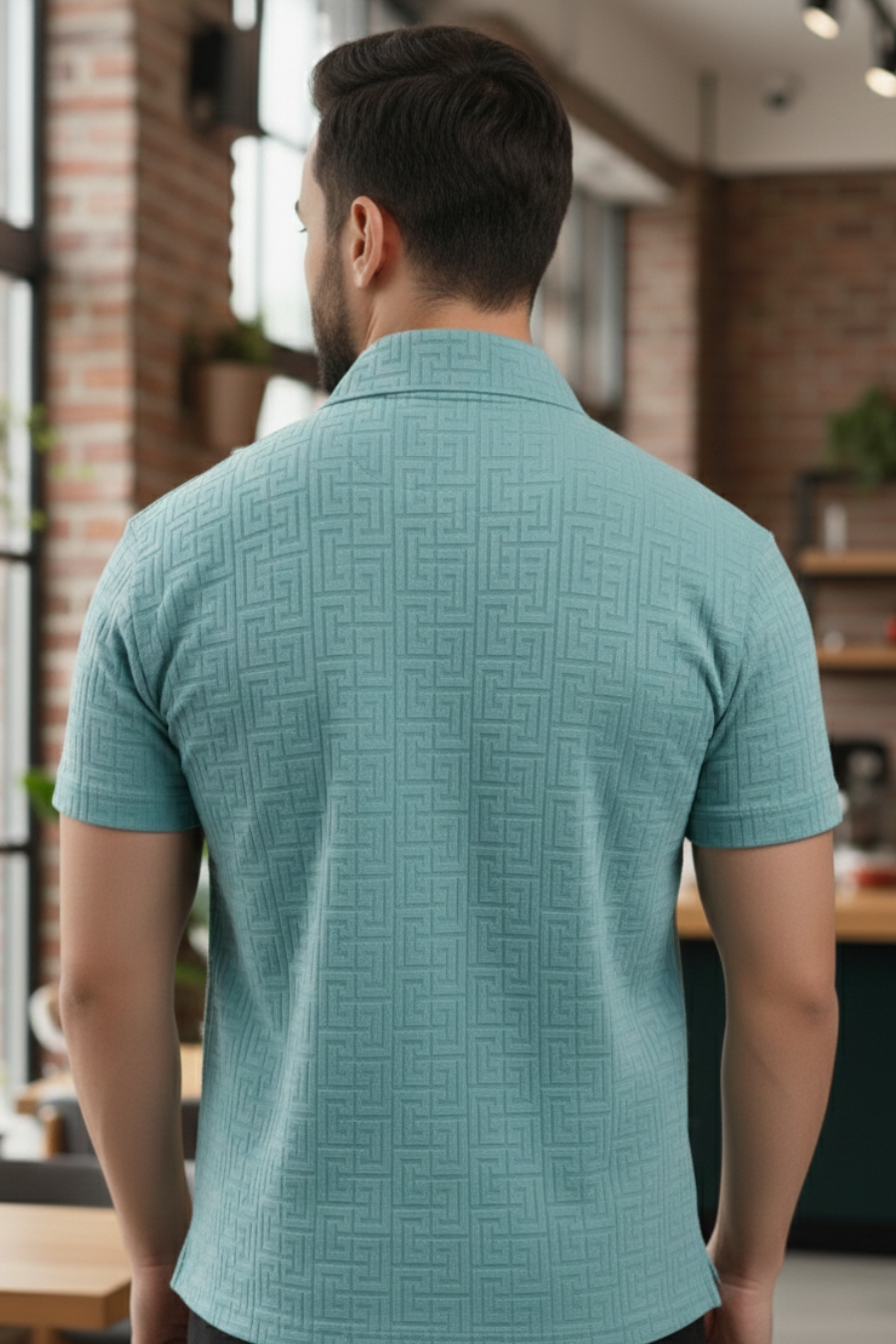 Monarch Mint Blue Half Sleeves Structured Polo T-Shirts