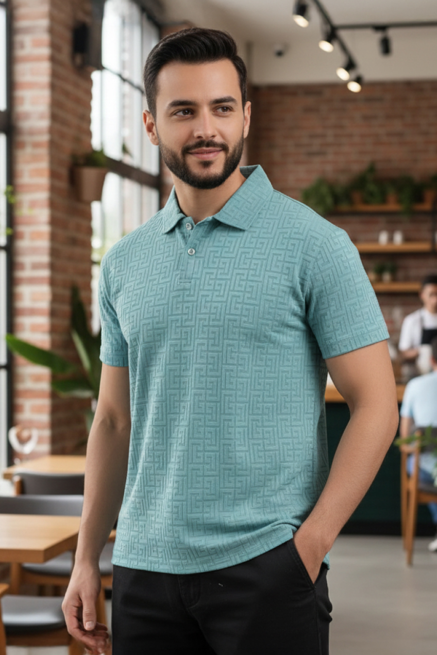 Monarch Mint Blue Half Sleeves Structured Polo T-Shirts
