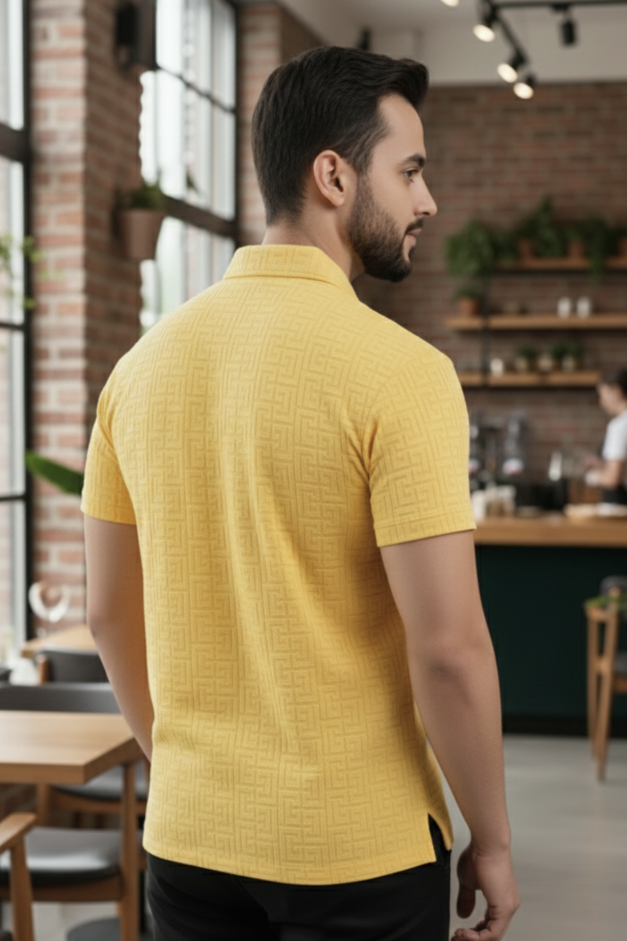 Monarch Yellow Half Sleeves Structured Polo T-Shirts