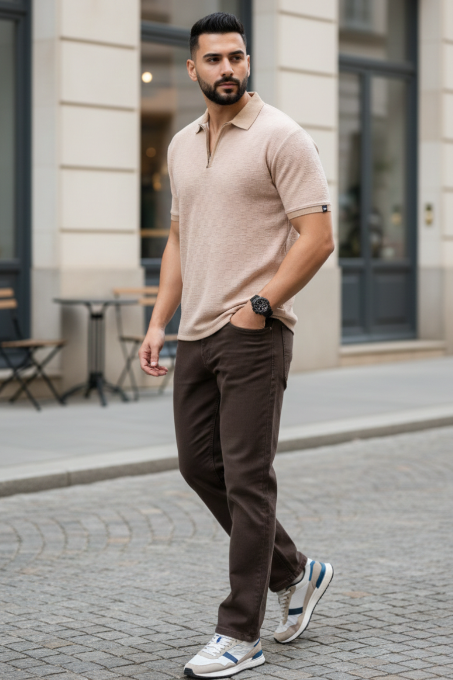 Apex Sand Half Sleeves Polo T-Shirts