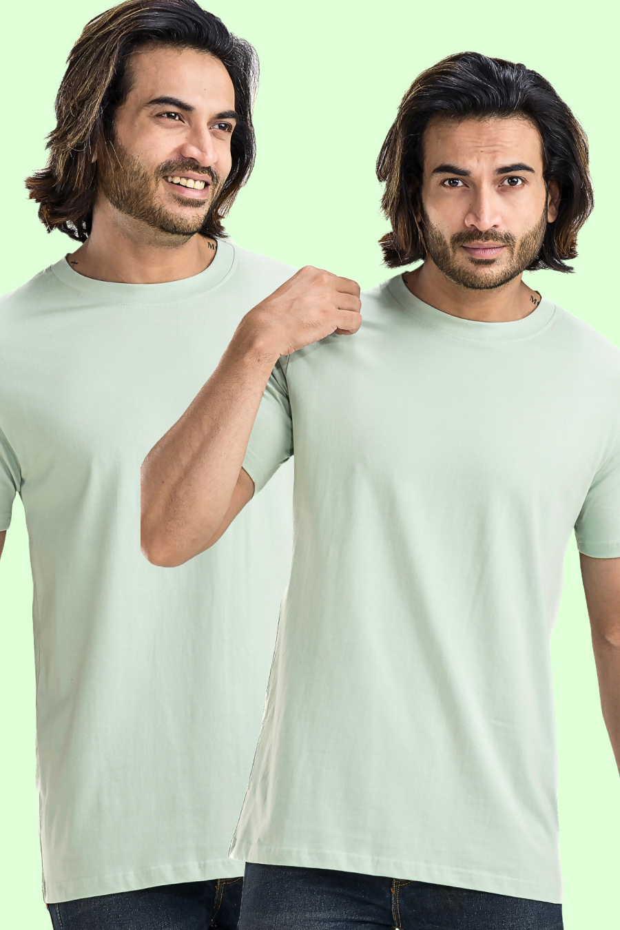 Men's Solid Basic Light Sea Green T-Shirt