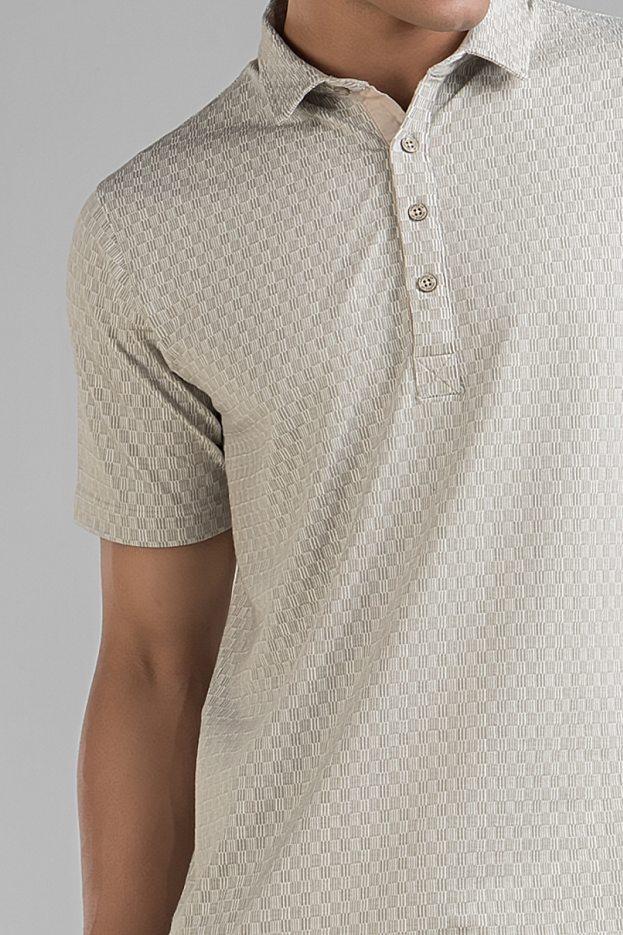 VibeSoft Printed Grey Printed Co-Ord Set | Polo with Pants