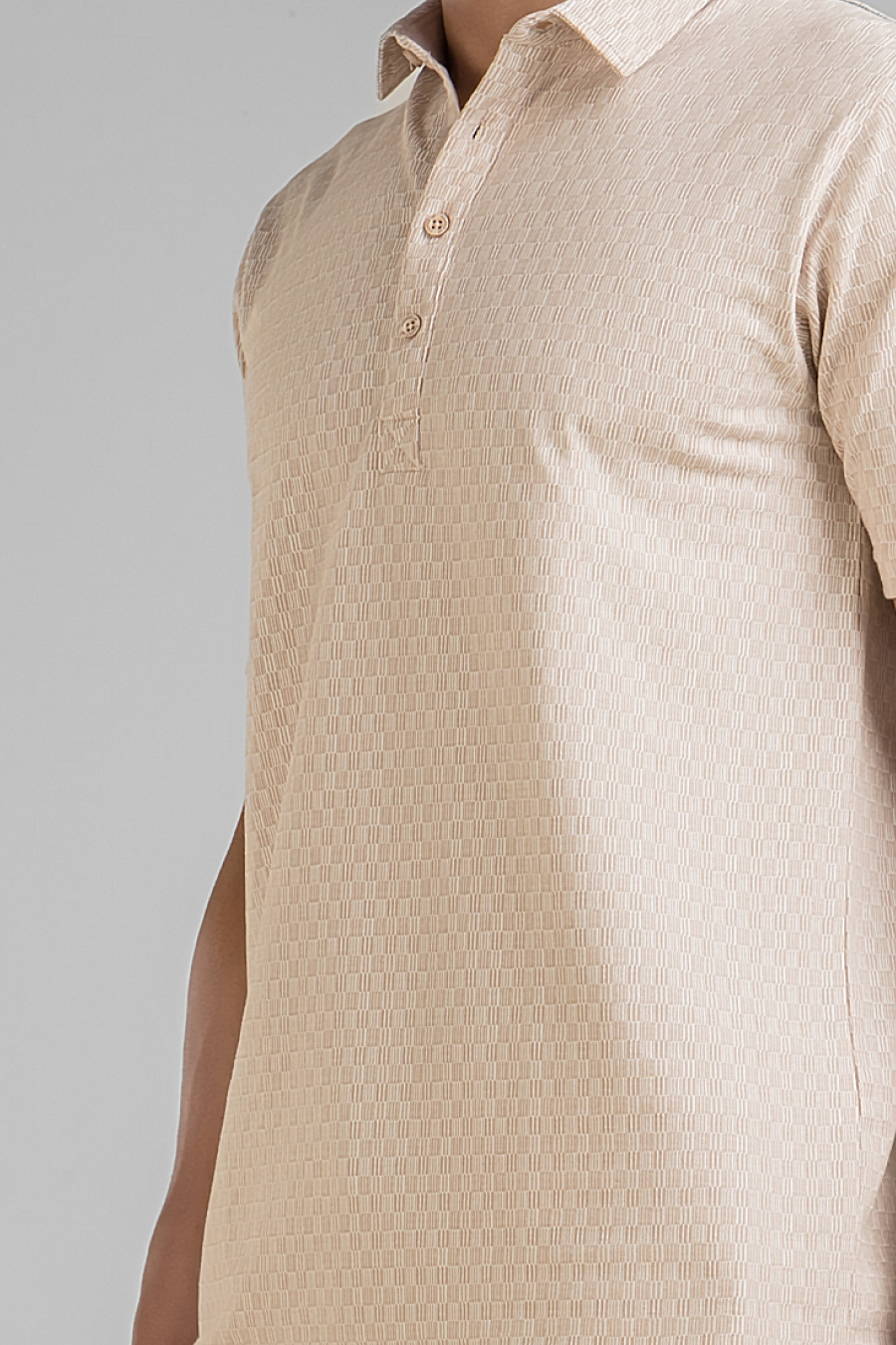VibeSoft Printed Peach Printed Co-Ord Set | Polo with Pants