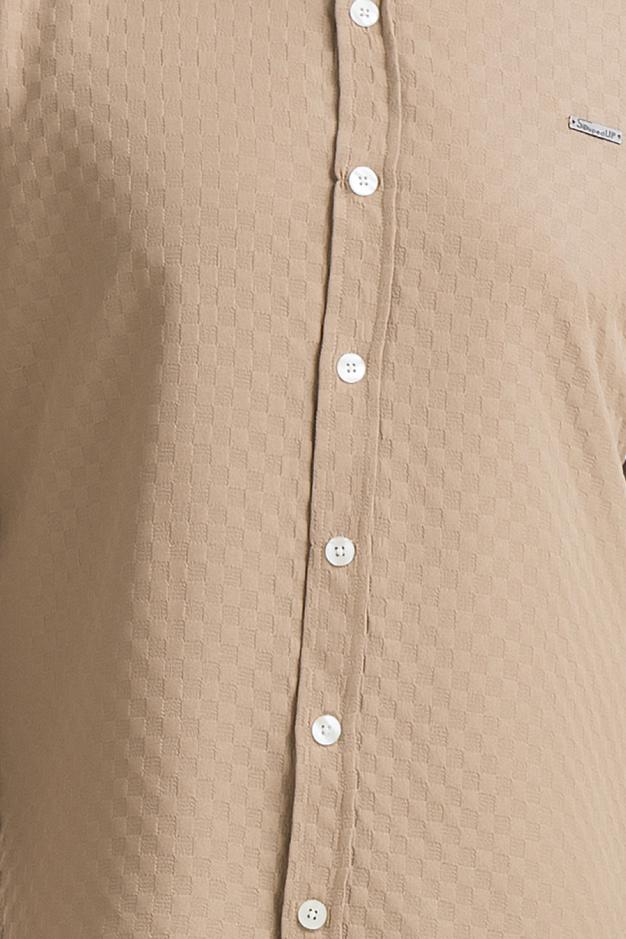 Stride Beige Full-Sleeve Mandarin Collar Shirt