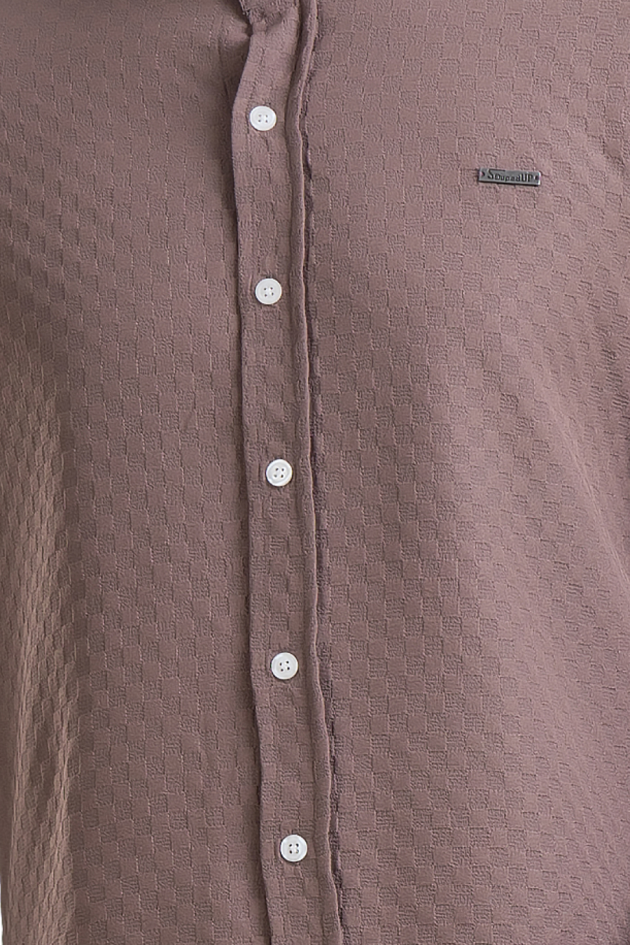 Stride Mauve Full-Sleeve Mandarin Collar Shirt