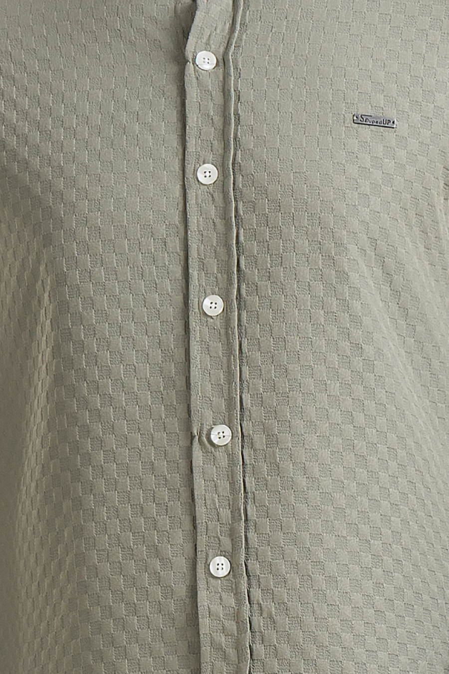 Stride Olive Full-Sleeve Mandarin Collar Shirt