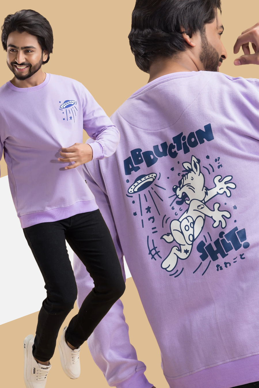 Abduction Shit Lavender Printed Full Sleeves Unisex Sweatshirt
