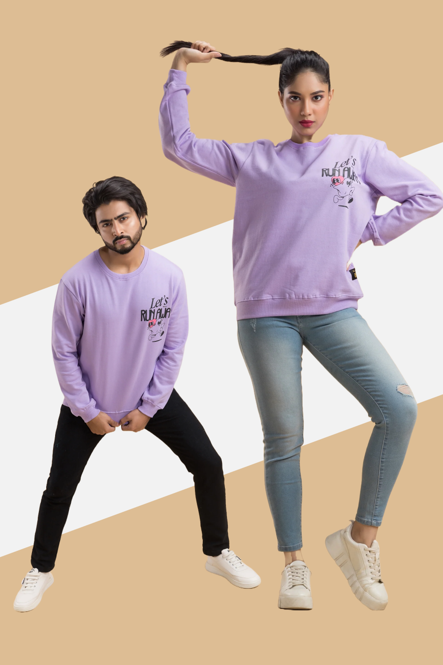 Run Away Lavender Printed Full Sleeves Unisex Sweatshirt