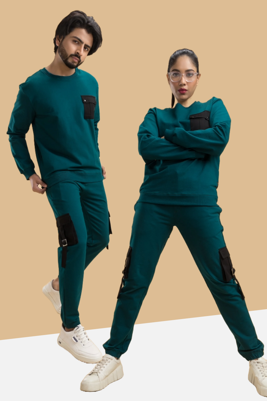 Elite Urbane Bottlegreen Unisex Sweatshirt & Joggers Co-Ord Set