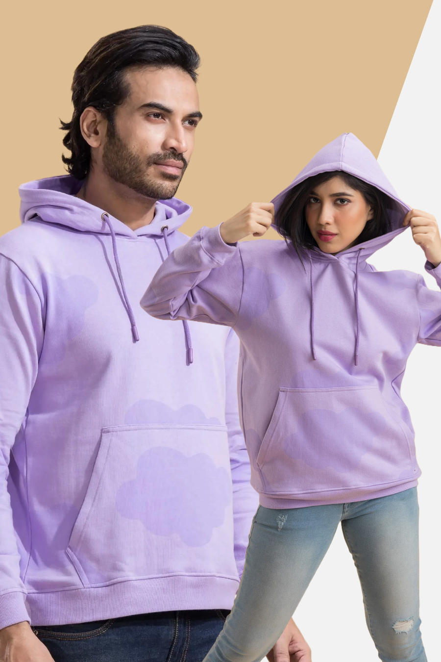 Dreamy Clouds Lavender All Over Printed Full Sleeves Unisex Hoodie