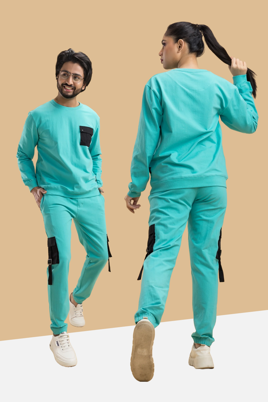 Elite Urbane Blue Turquoise Unisex Sweatshirt & Joggers Co-Ord Set